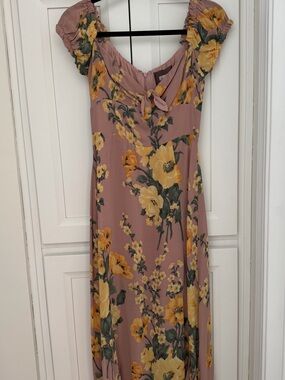 Reformation Midi Dress with Yellow Floral Print